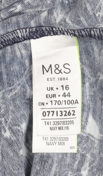 Marks and Spencer Women's Blue Bird Print 3/4 Sleeve T-Shirt Size 16