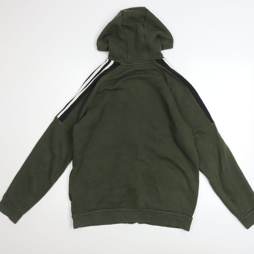Adidas Teens Green XL Full Zip Hoodie with Logo Stripes