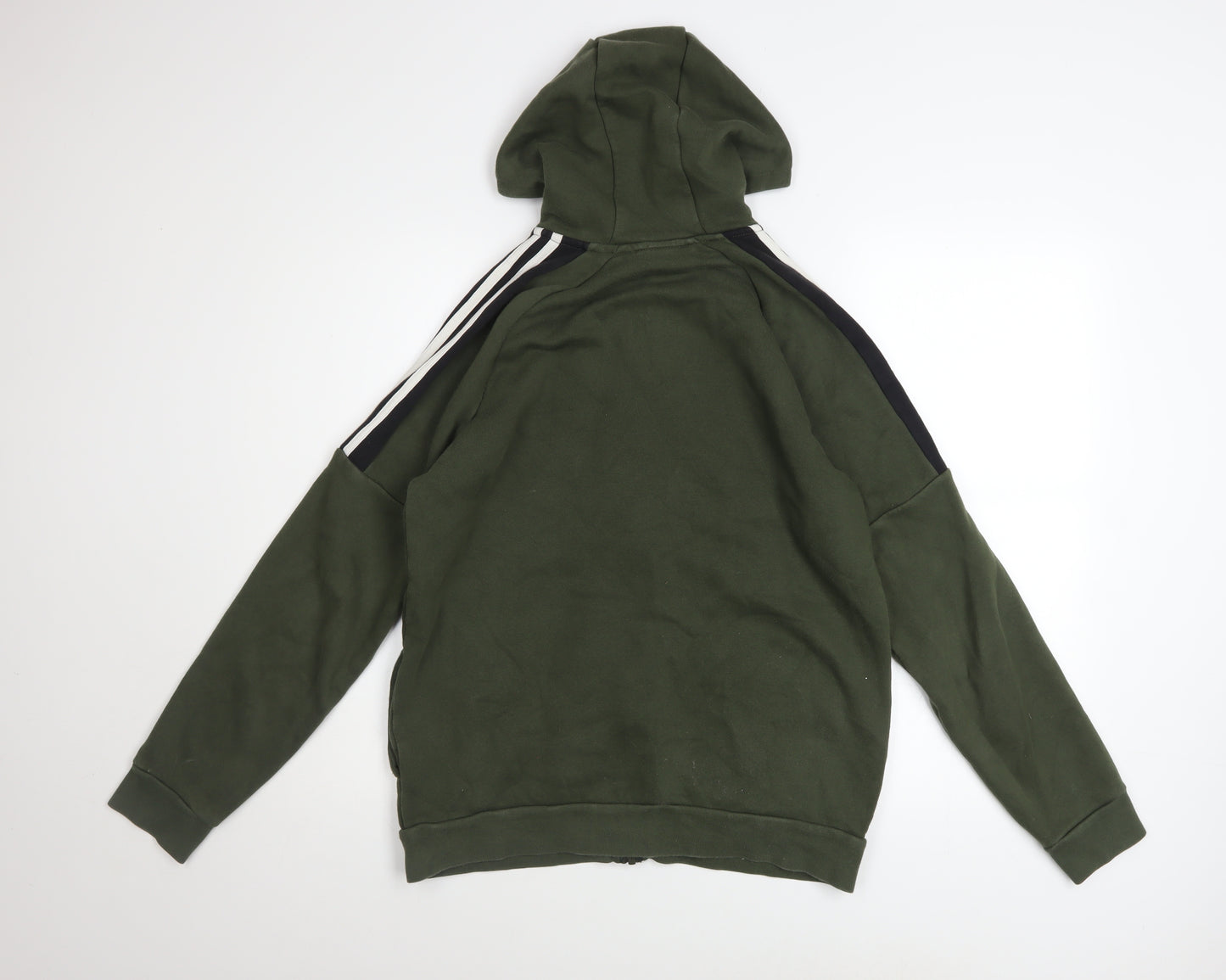 Adidas Teens Green XL Full Zip Hoodie with Logo Stripes