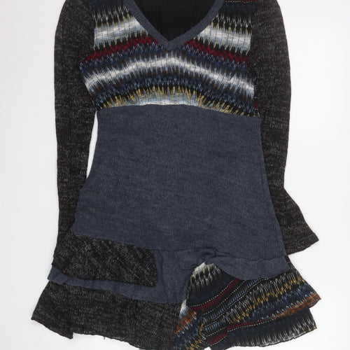 EXQUISS'S Women's Multicoloured Knit Fit & Flare Short Dress Size S