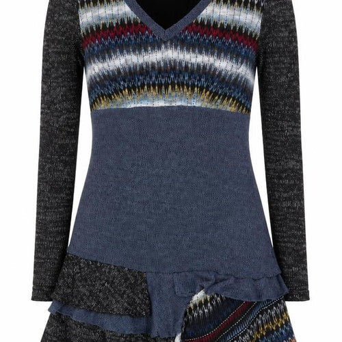 EXQUISS'S Women's Multicoloured Knit Fit & Flare Short Dress Size S