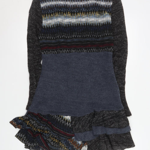 EXQUISS'S Women's Multicoloured Knit Fit & Flare Short Dress Size S