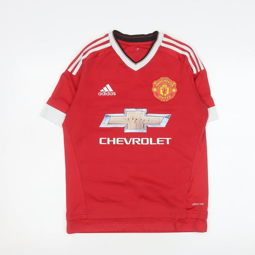 Adidas Manchester United Red Teens 13 Short Sleeve V-Neck Football T-Shirt