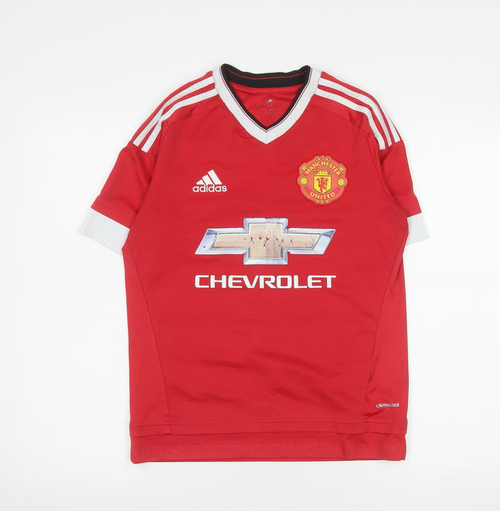 Adidas Manchester United Red Teens 13 Short Sleeve V-Neck Football T-Shirt