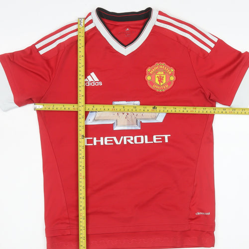 Adidas Manchester United Red Teens 13 Short Sleeve V-Neck Football T-Shirt