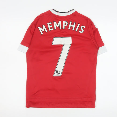 Adidas Manchester United Red Teens 13 Short Sleeve V-Neck Football T-Shirt