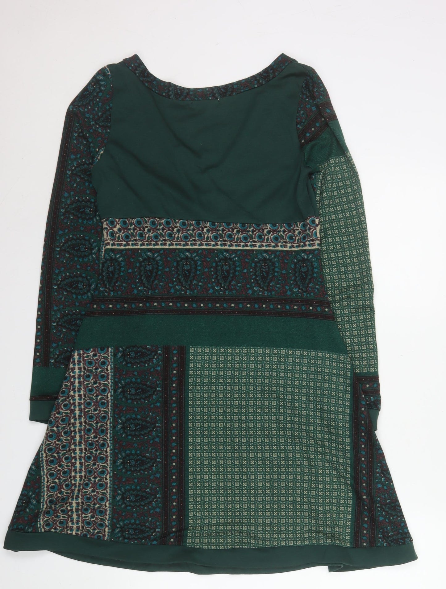 Sweet Miss Women’s Green Geometric Viscose A-Line Knee Dress M