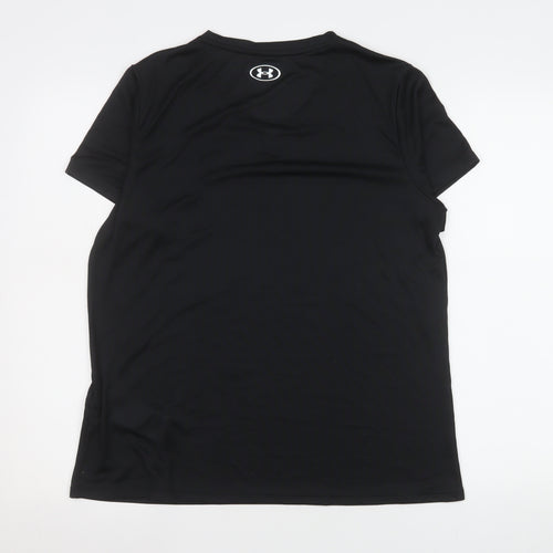 Under Armour Womens Black V-Neck Relaxed Fit Active T-Shirt Size L