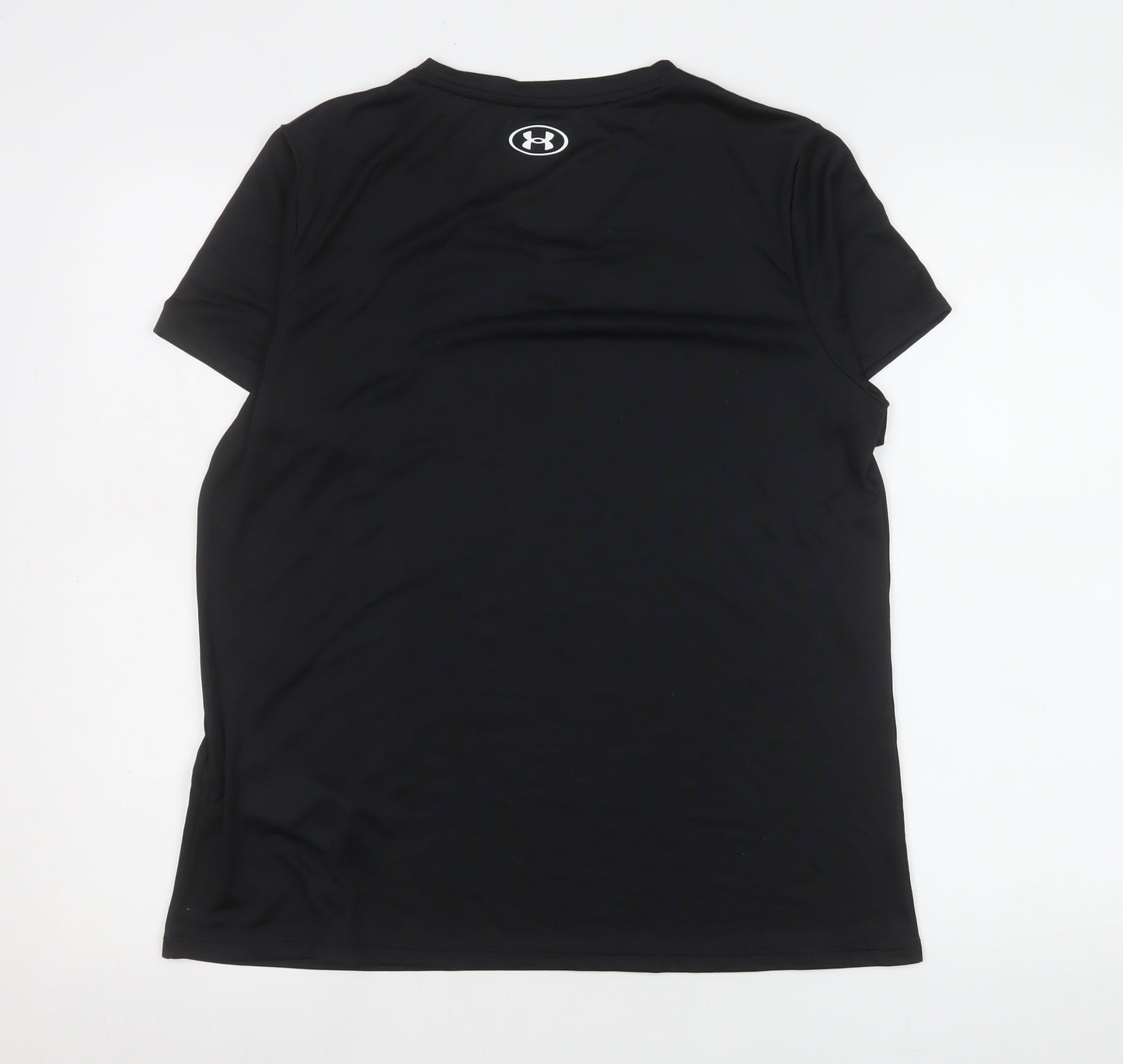 Under Armour Womens Black V-Neck Relaxed Fit Active T-Shirt Size L