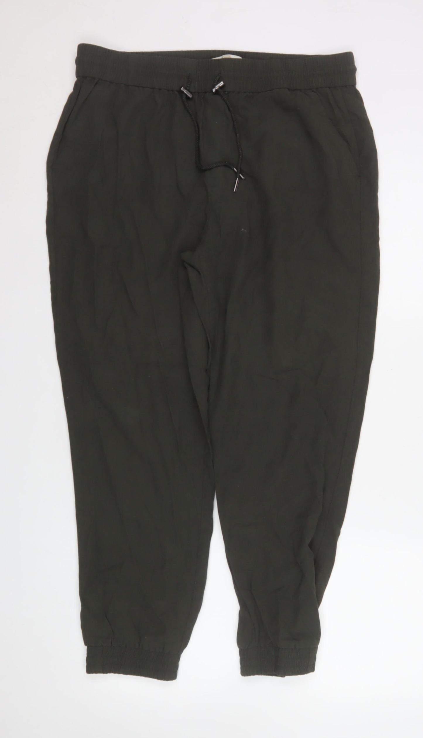 ONLY Women Black Jogger Trousers Size 14 Elastic Waist Viscose Blend