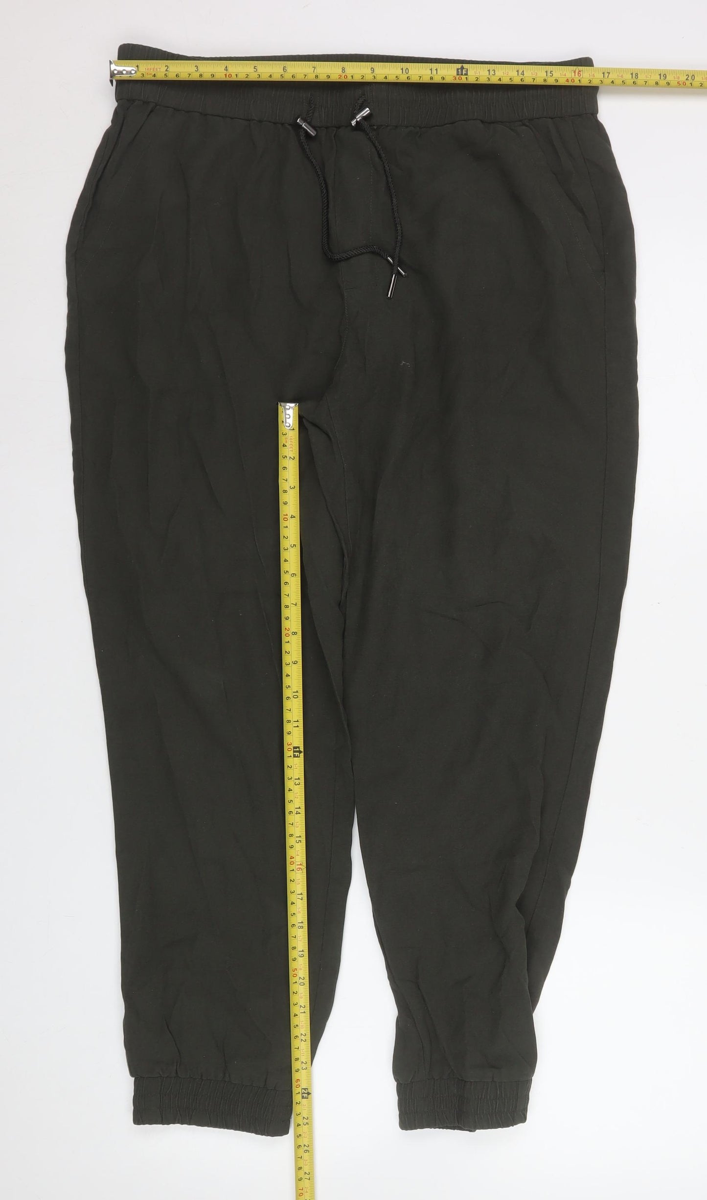 ONLY Women Black Jogger Trousers Size 14 Elastic Waist Viscose Blend