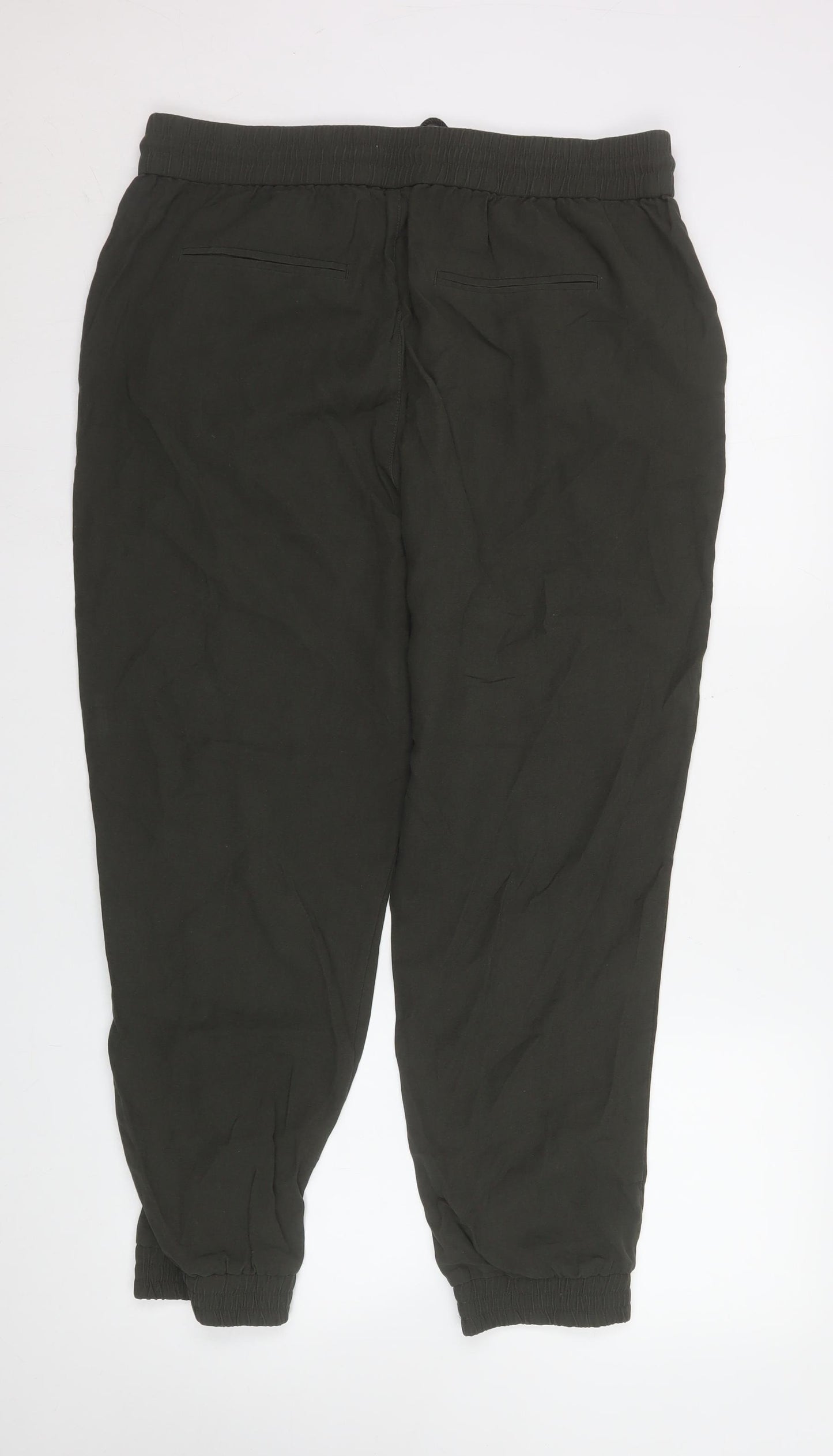 ONLY Women Black Jogger Trousers Size 14 Elastic Waist Viscose Blend
