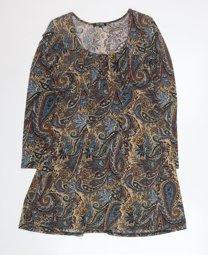 Stella Morgan Womens Multicoloured Paisley A-Line Long Sleeve Dress L