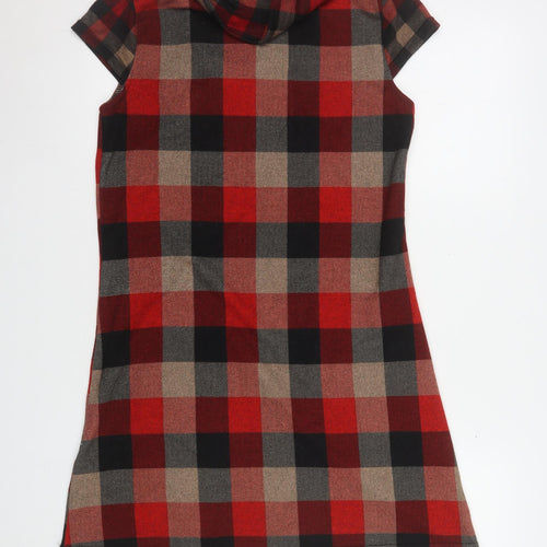 Stella Women Red Check Short Sleeve Shift Dress Size 10
