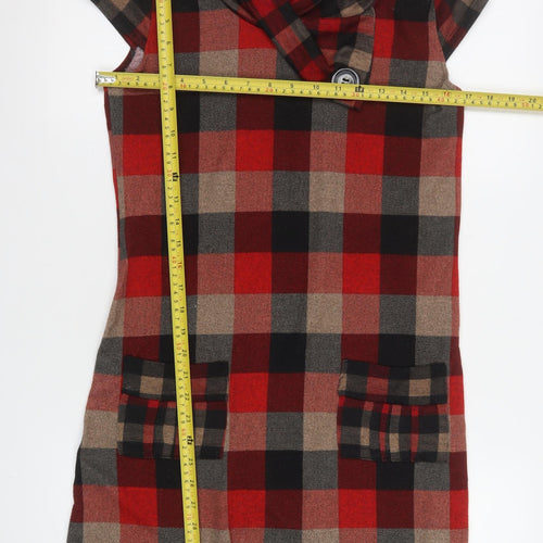 Stella Women Red Check Short Sleeve Shift Dress Size 10
