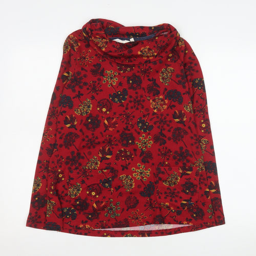 Country Rose Womens Red Floral Cowl Neck Tunic Top Size S