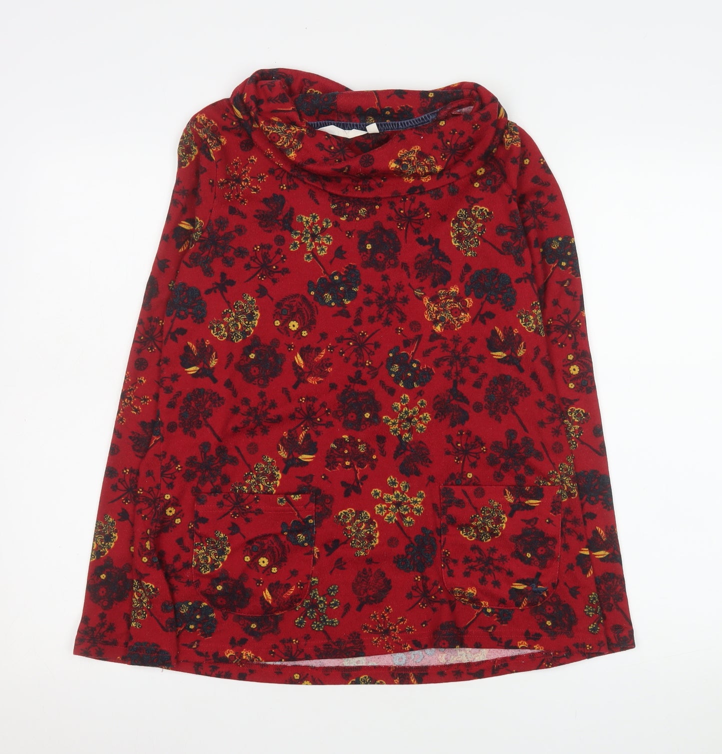 Country Rose Womens Red Floral Cowl Neck Tunic Top Size S