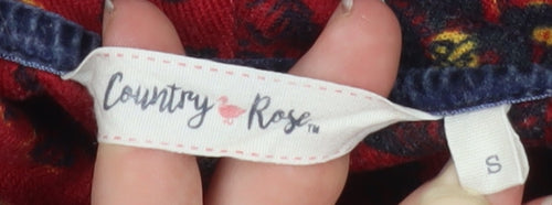 Country Rose Womens Red Floral Cowl Neck Tunic Top Size S