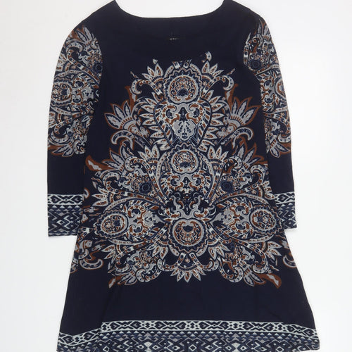 Stella Morgan Women Navy Blue Paisley Shift Dress Size 14