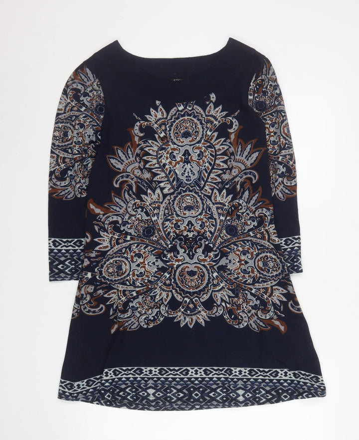 Stella Morgan Women Navy Blue Paisley Shift Dress Size 14