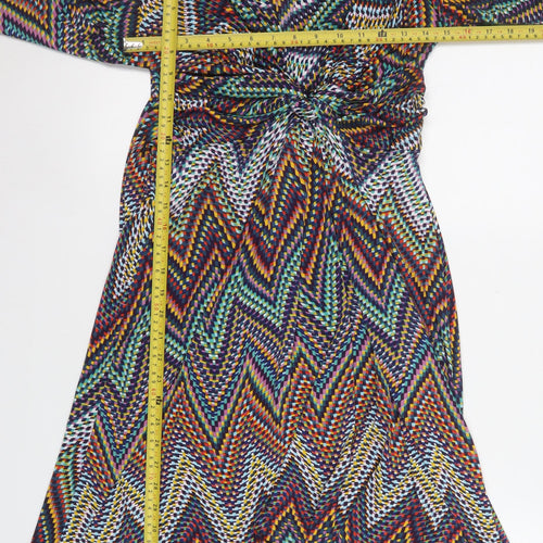 CC Fashion Women's Multicoloured Chevron A-Line Knee Length Dress L