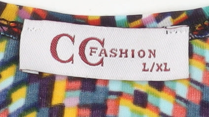 CC Fashion Women's Multicoloured Chevron A-Line Knee Length Dress L