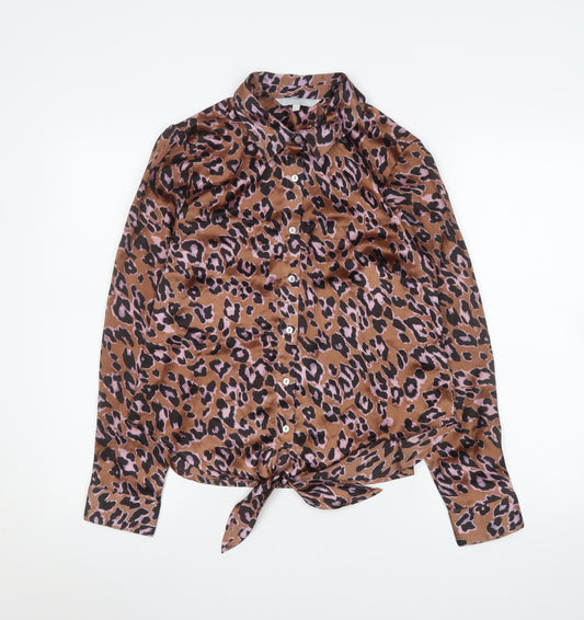 Red Herring Women’s Brown Leopard Print Button-Up Blouse Size 12