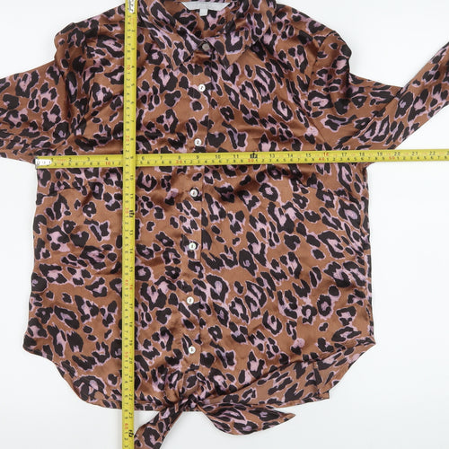 Red Herring Women’s Brown Leopard Print Button-Up Blouse Size 12