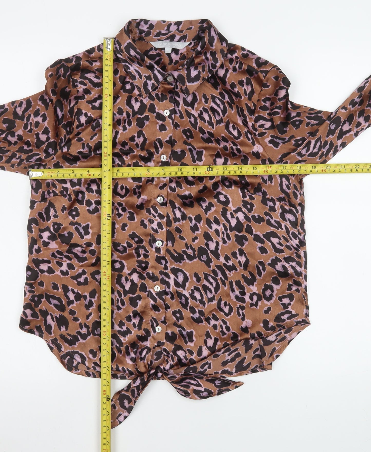 Red Herring Women’s Brown Leopard Print Button-Up Blouse Size 12