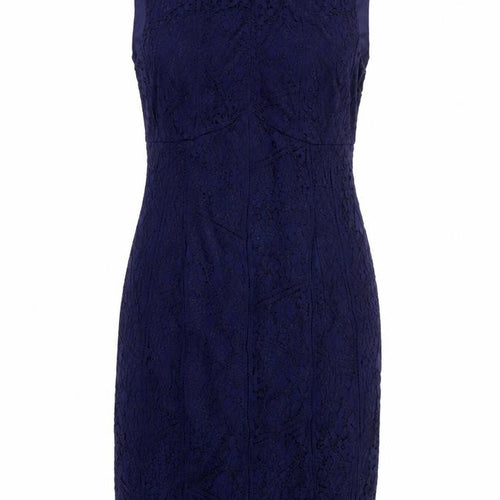 Wallis Women Blue Lace Sheath Sleeveless Knee Length Dress UK 10