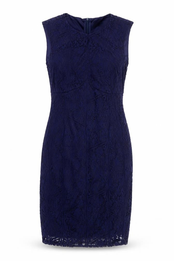 Wallis Women Blue Lace Sheath Sleeveless Knee Length Dress UK 10