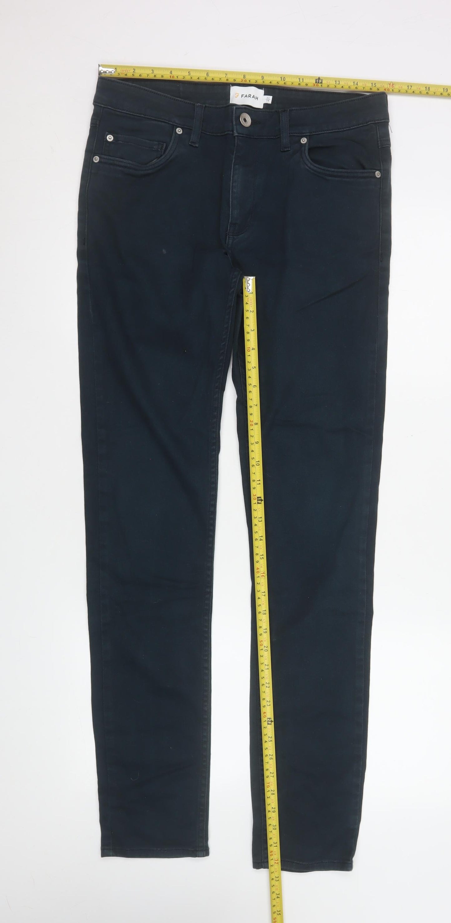Farah Men's Black Slim Jeans 32W 34L Cotton Denim Stretch