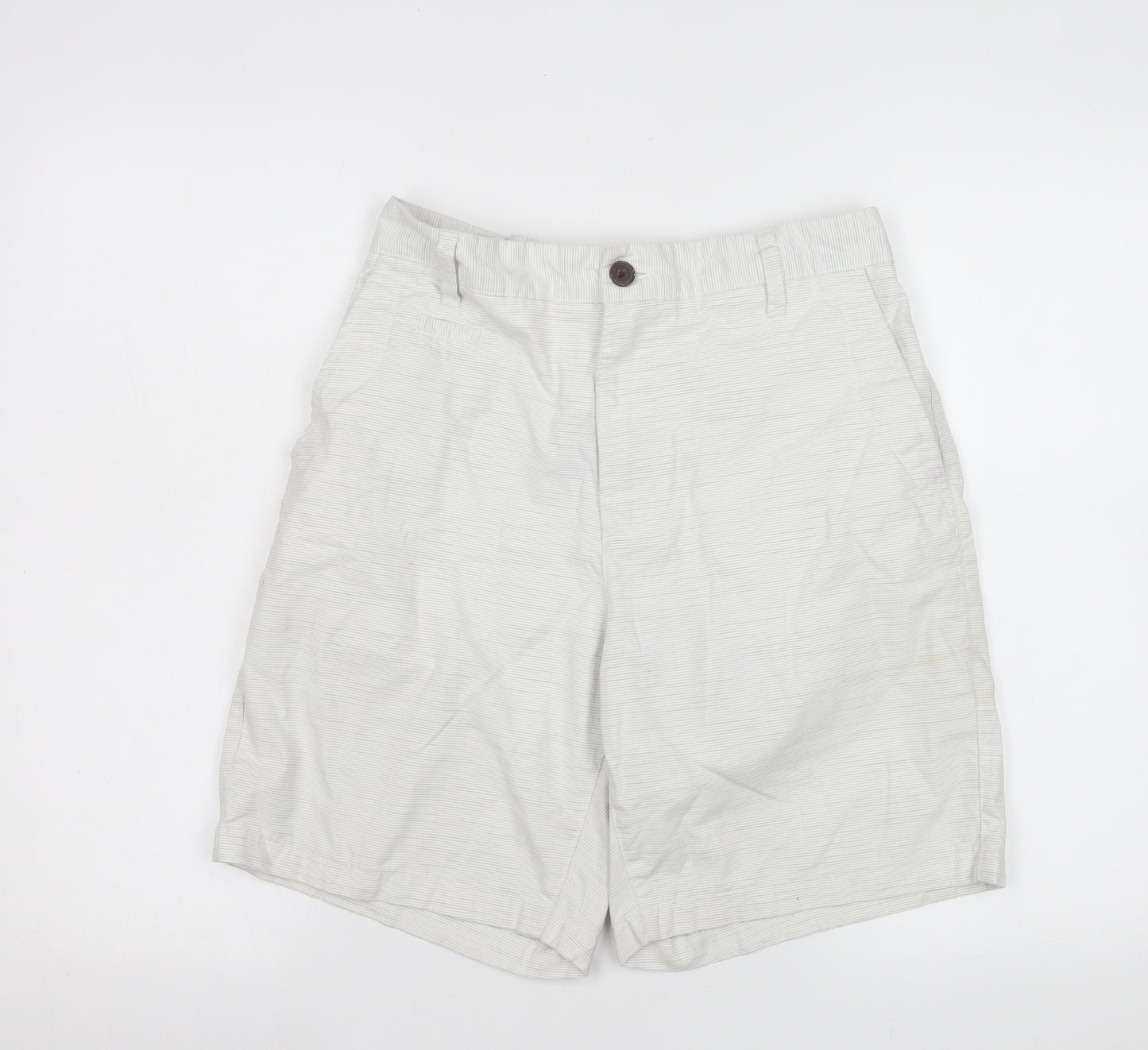 Guidly Men's Beige Chino Shorts Size L Cotton Striped Summer Casual
