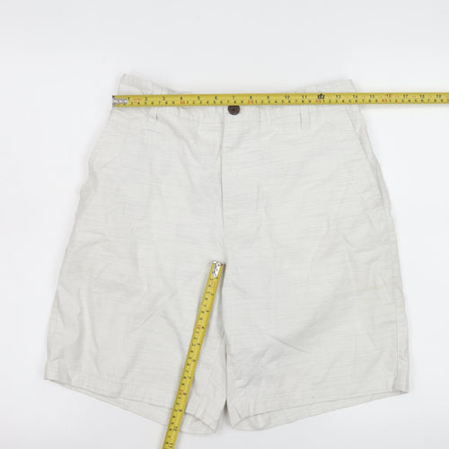 Guidly Men's Beige Chino Shorts Size L Cotton Striped Summer Casual