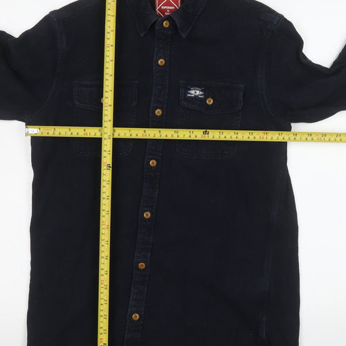 Superdry Men's Blue Cotton Corduroy Button-Up Shirt Size S