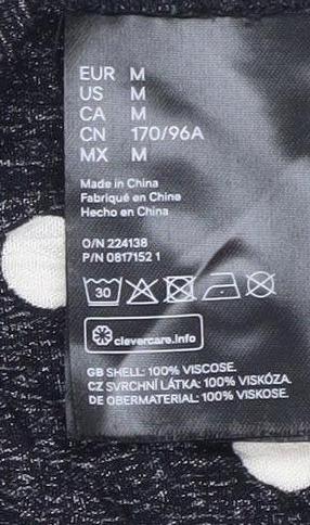 H&M Women Black Polka Dot Cropped Button-Up Shirt M