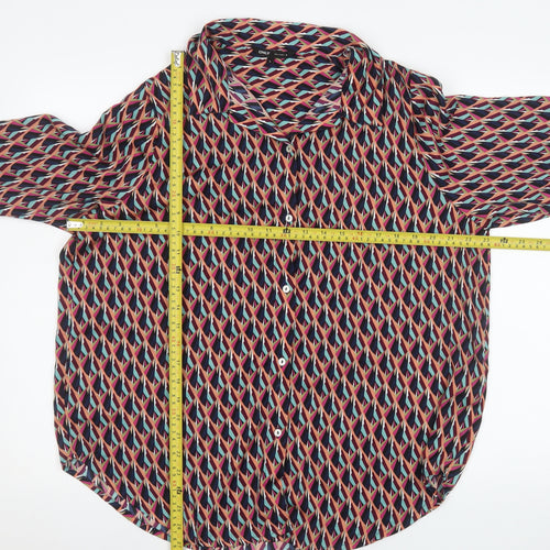 ONLY Women's Multicoloured Geometric Long Sleeve Button-Up Shirt Size L