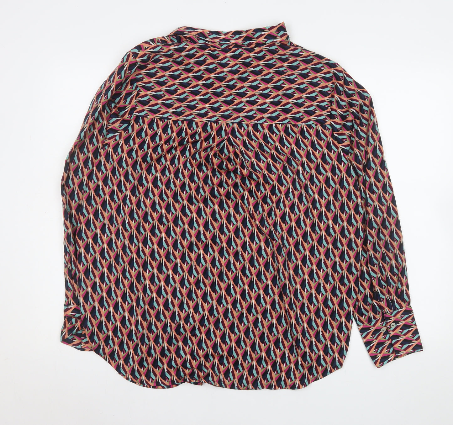 ONLY Women's Multicoloured Geometric Long Sleeve Button-Up Shirt Size L