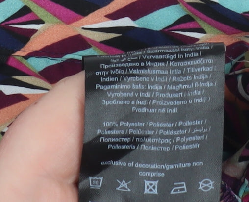 ONLY Women's Multicoloured Geometric Long Sleeve Button-Up Shirt Size L