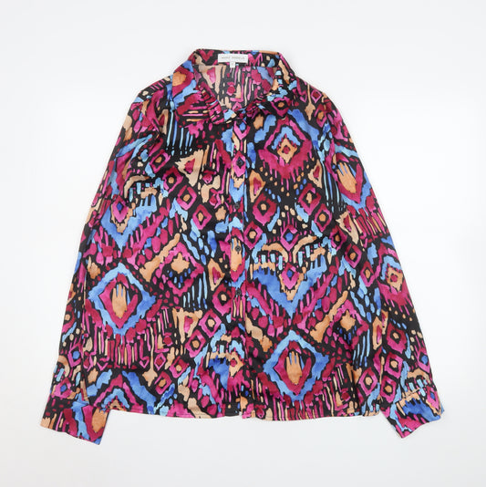 Marc Angelo Women's Multicoloured Size 14 Geometric Button-Up Blouse