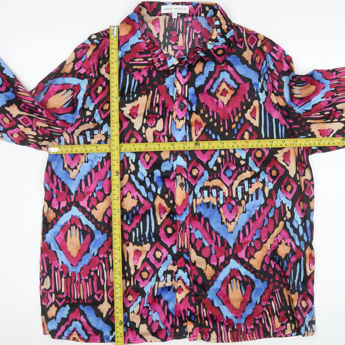 Marc Angelo Women's Multicoloured Size 14 Geometric Button-Up Blouse