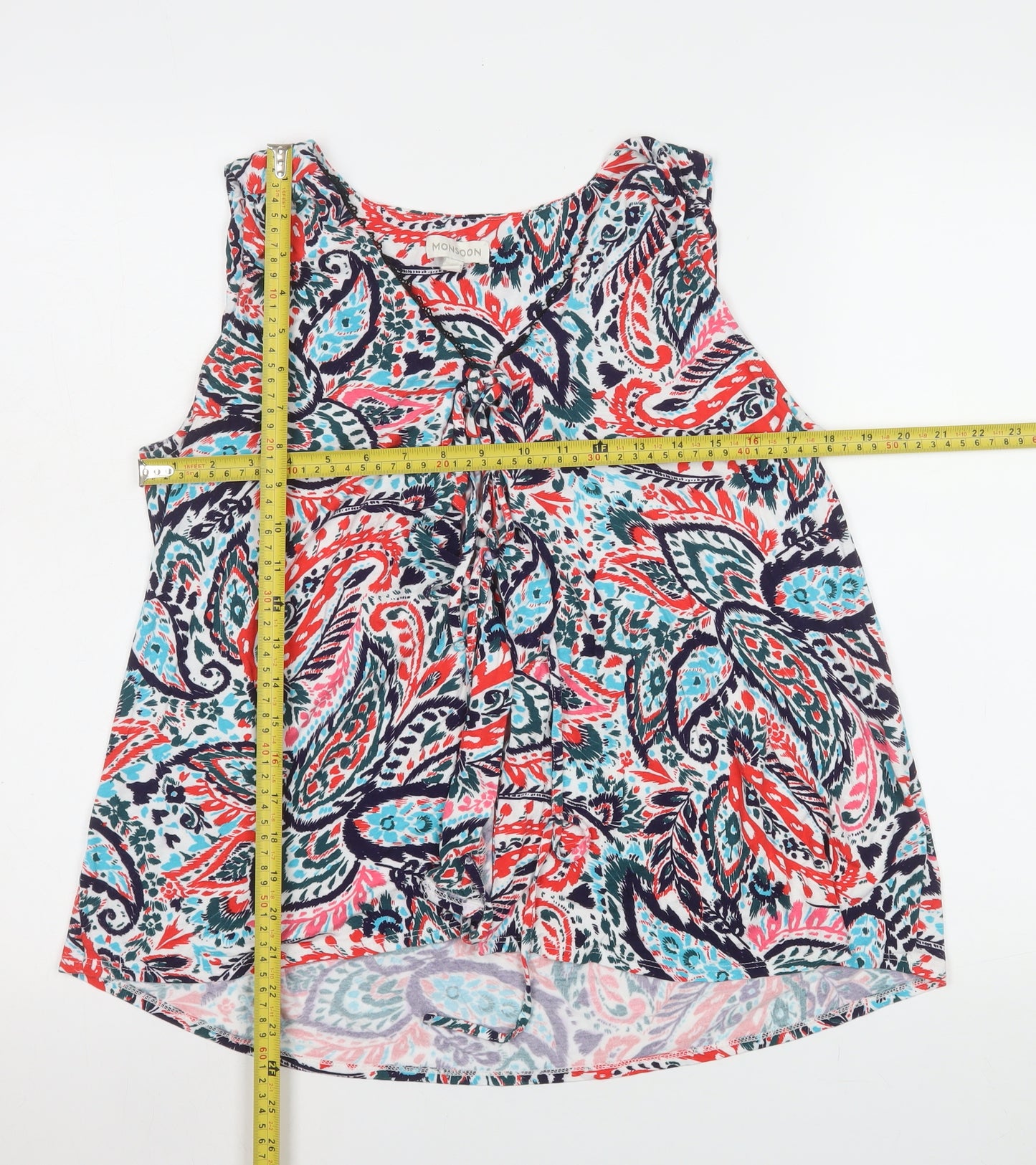 Monsoon Women’s Multicoloured Paisley Sleeveless Tunic Blouse Size M