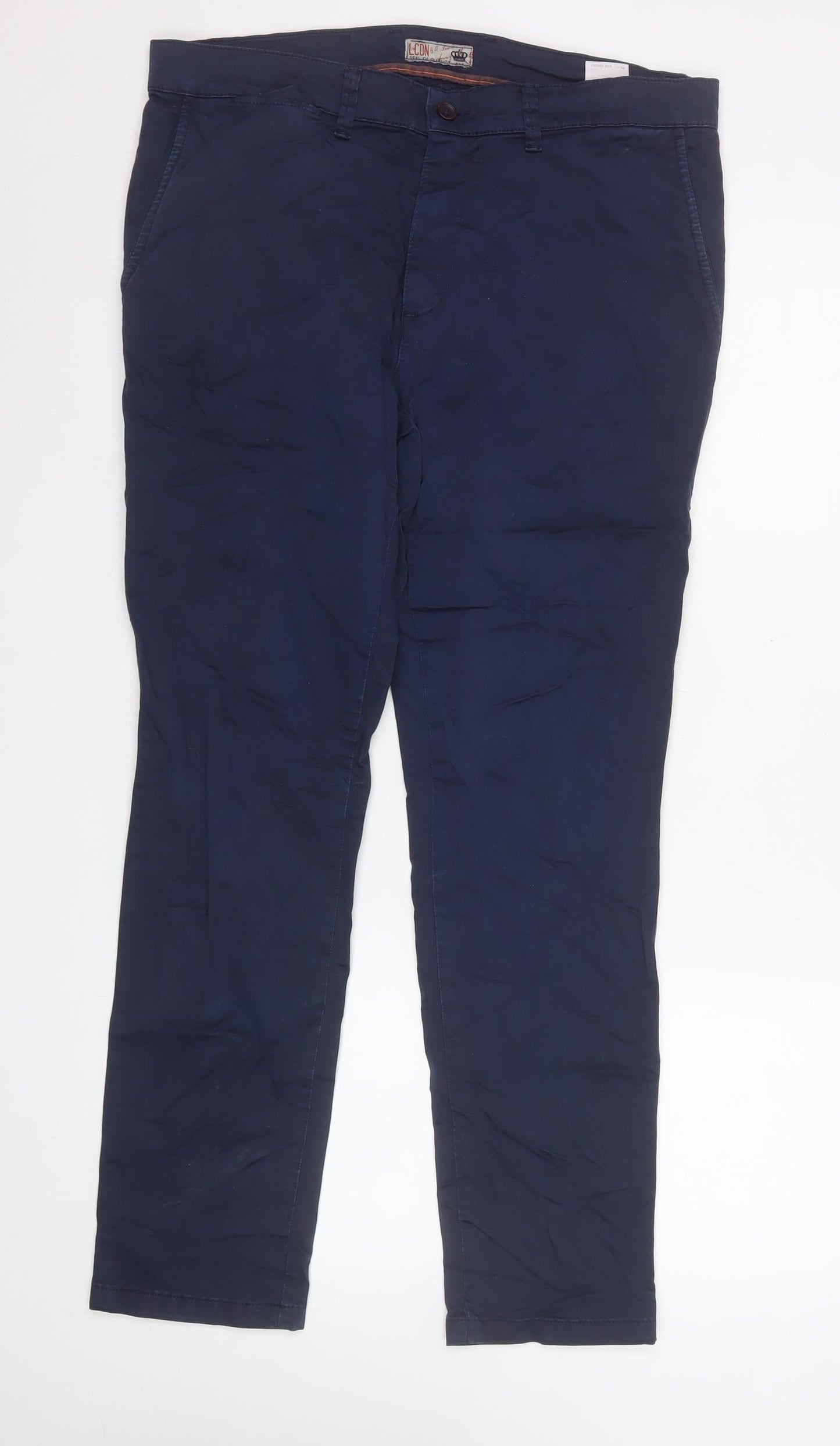 LCDN Men's Blue Chino Trousers 36R Cotton Blend Stretch
