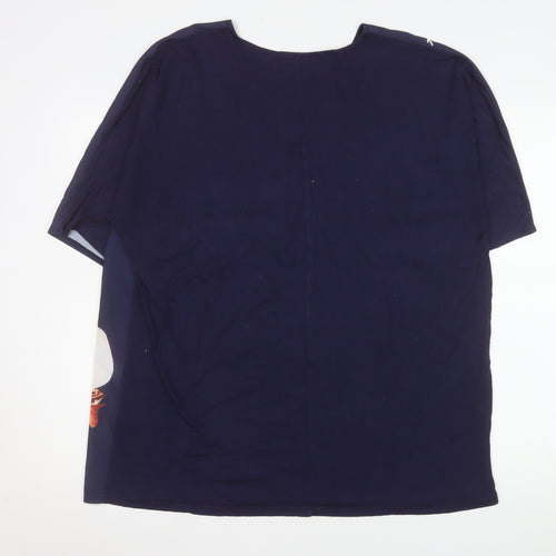 Gallery Women’s Blue Floral Blouse Short Sleeve Size L