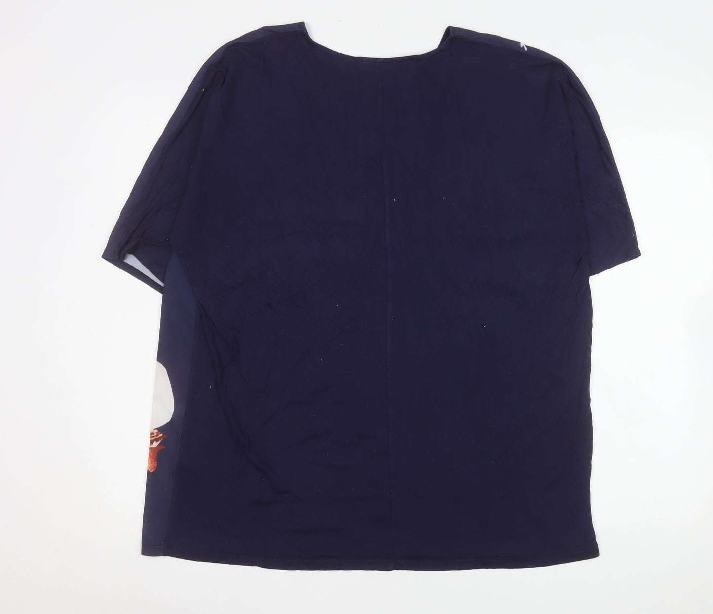 Gallery Women’s Blue Floral Blouse Short Sleeve Size L