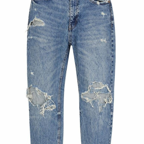 ZARA Women Blue Boyfriend Distressed Mid Rise Jeans Size 8