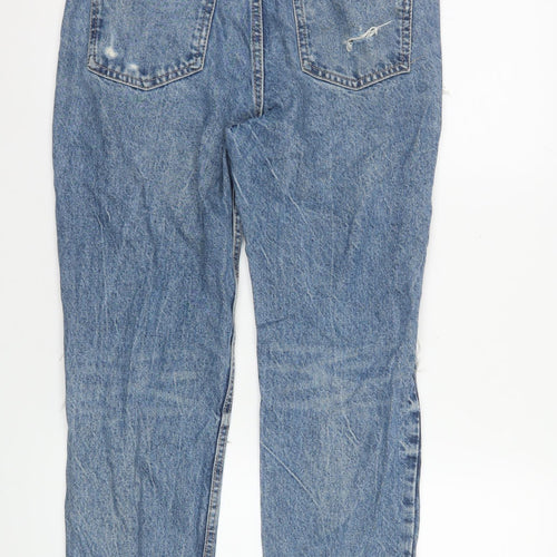 ZARA Women Blue Boyfriend Distressed Mid Rise Jeans Size 8