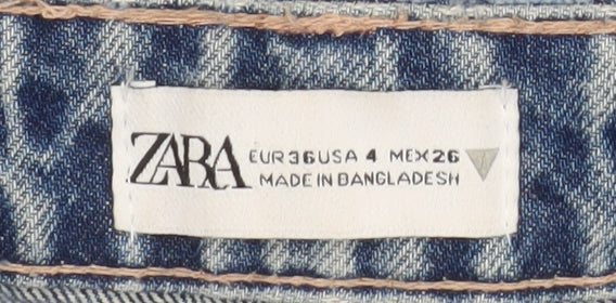 ZARA Women Blue Boyfriend Distressed Mid Rise Jeans Size 8