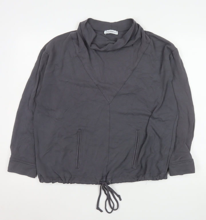 Gallery Womens Grey Roll Neck Relaxed Fit Long Sleeve Blouse Size 16