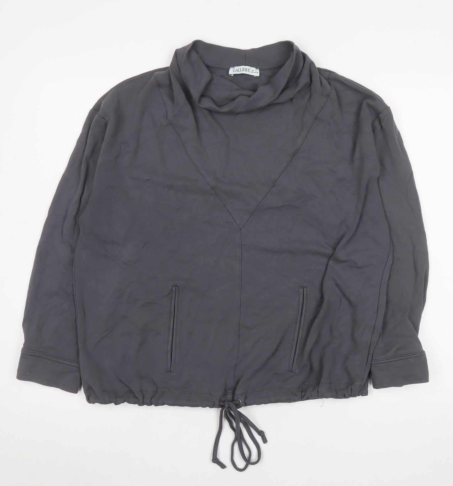Gallery Womens Grey Roll Neck Relaxed Fit Long Sleeve Blouse Size 16